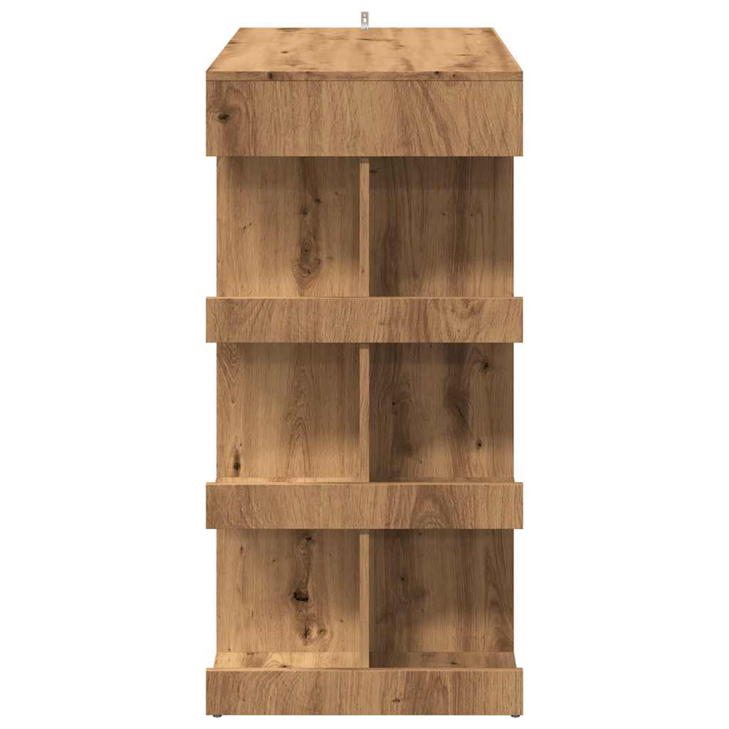 Modern Wooden High Kitchen Bar Dining Table With Open Storage Shelves Wood Tables