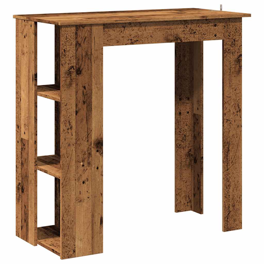 Modern Wooden High Bar Table With Open Storage Shelves Wood Table