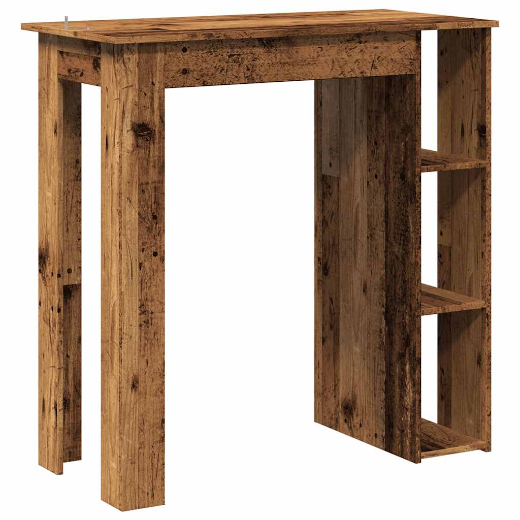 Modern Wooden High Bar Table With Open Storage Shelves Wood Table