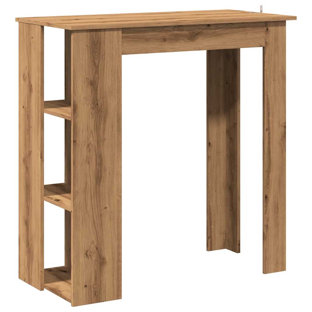 Modern Wooden High Bar Table With Open Storage Shelves Wood Table
