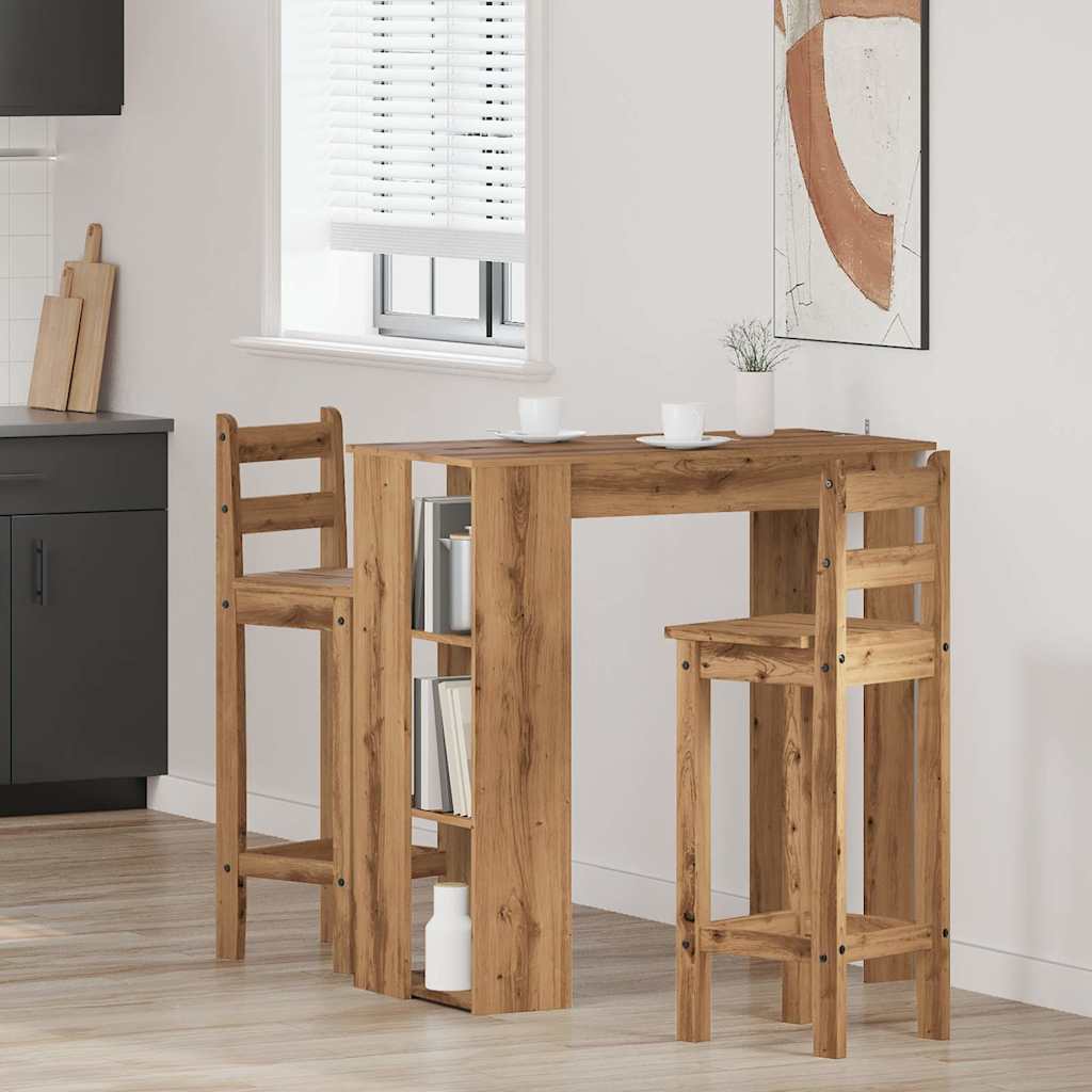 Modern Wooden High Bar Table With Open Storage Shelves Wood Table