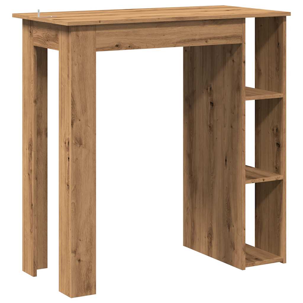 Modern Wooden High Bar Table With Open Storage Shelves Wood Table