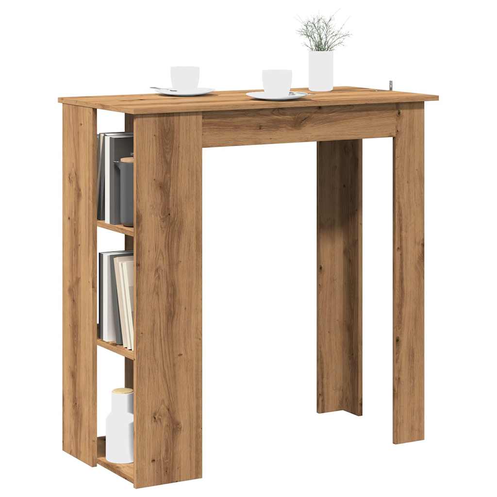 Modern Wooden High Bar Table With Open Storage Shelves Wood Table
