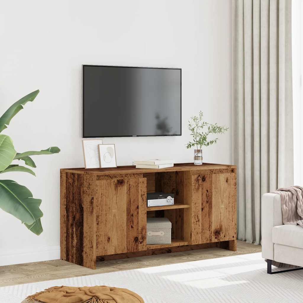 Modern Wooden TV Tele Stand Unit Cabinet With 2 Doors & Open Storage Shelves