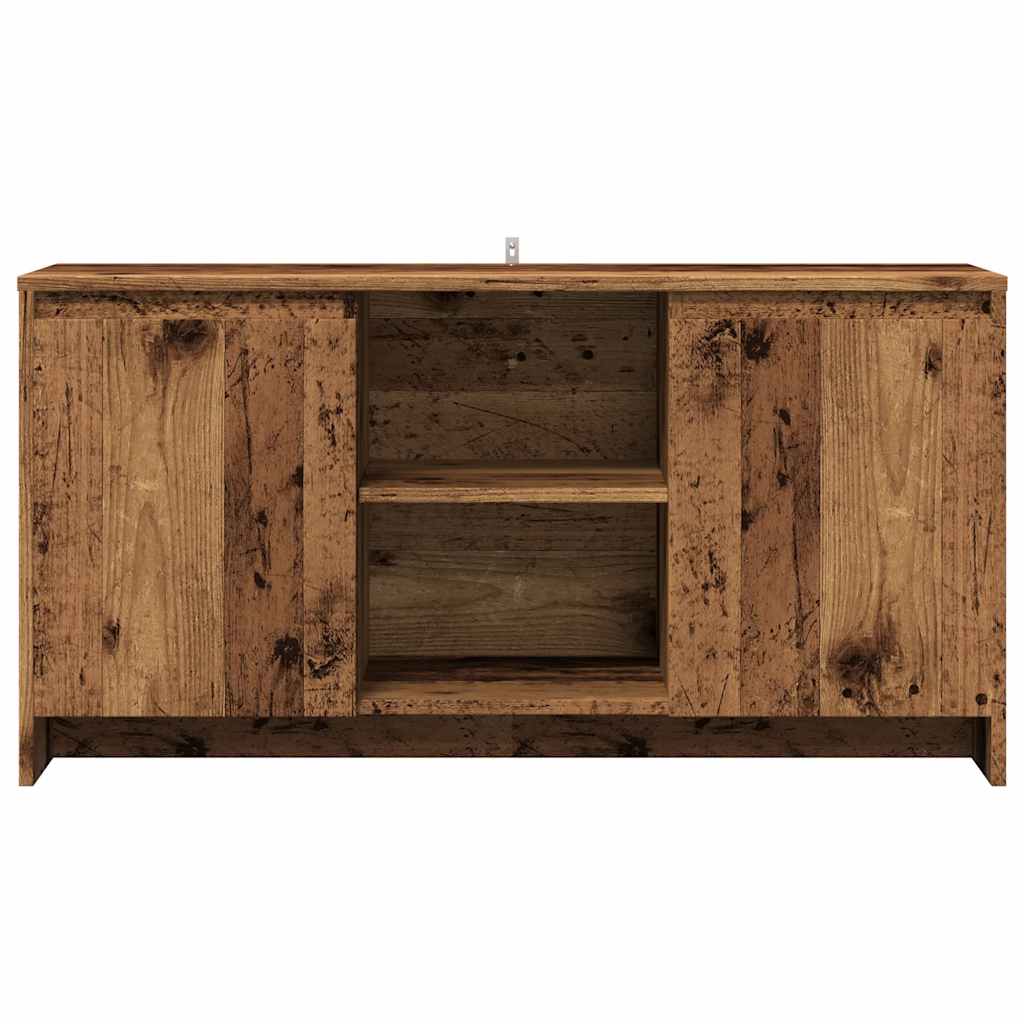 Modern Wooden TV Tele Stand Unit Cabinet With 2 Doors & Open Storage Shelves