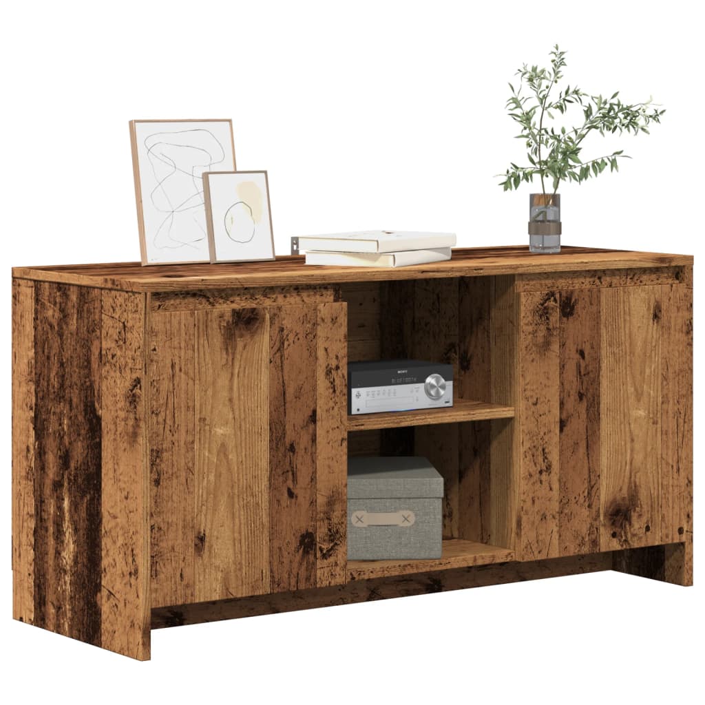 Modern Wooden TV Tele Stand Unit Cabinet With 2 Doors & Open Storage Shelves