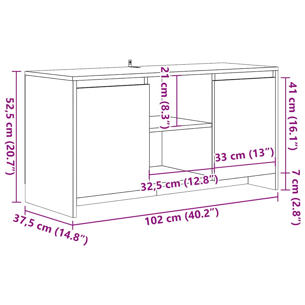 TV Cabinet Artisan Oak 102x37.5x52.5 cm Engineered Wood