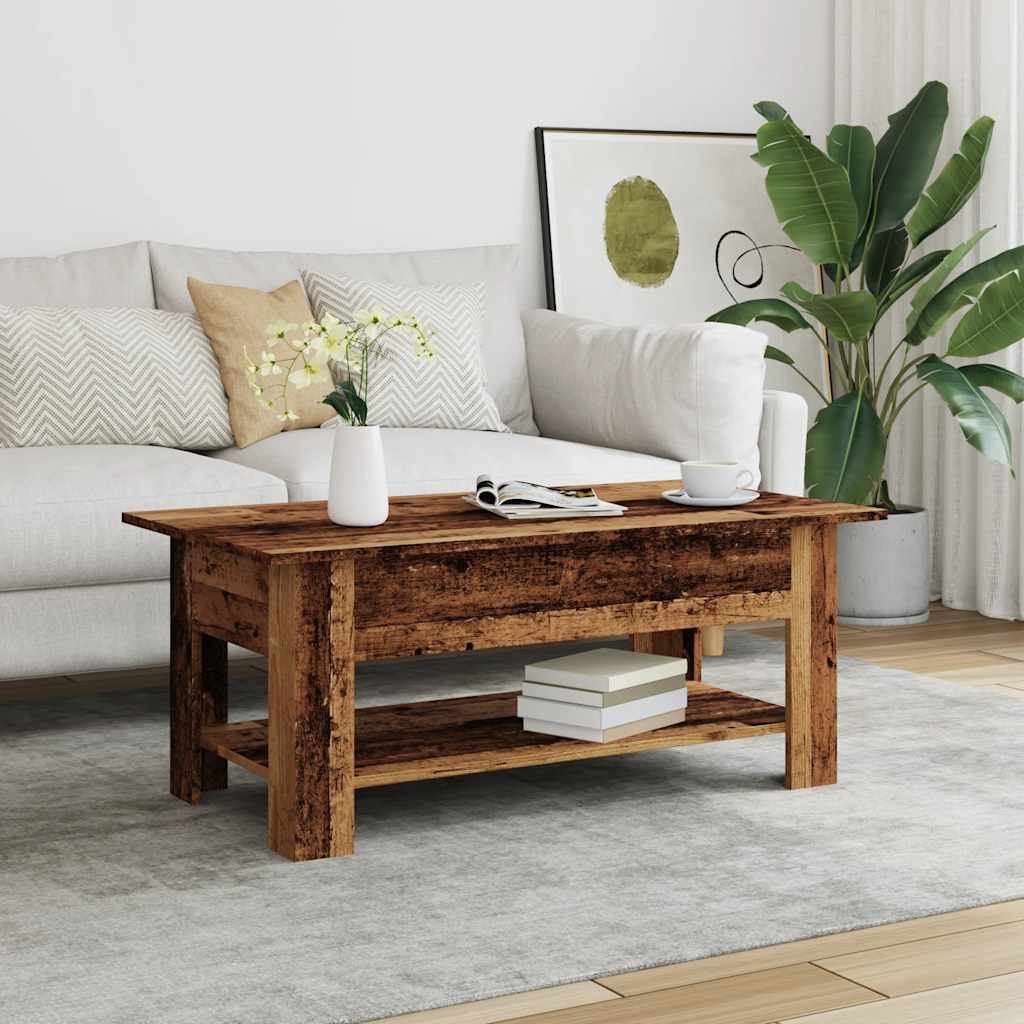 Modern Wooden Living Room Rectangular Coffee Table With Lower Storage Shelf Wood