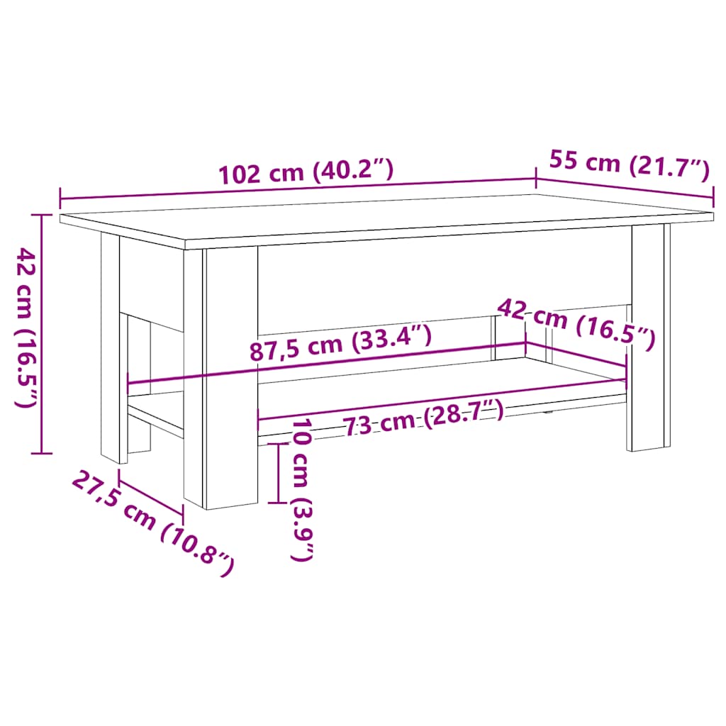 Modern Wooden Living Room Rectangular Coffee Table With Lower Storage Shelf Wood