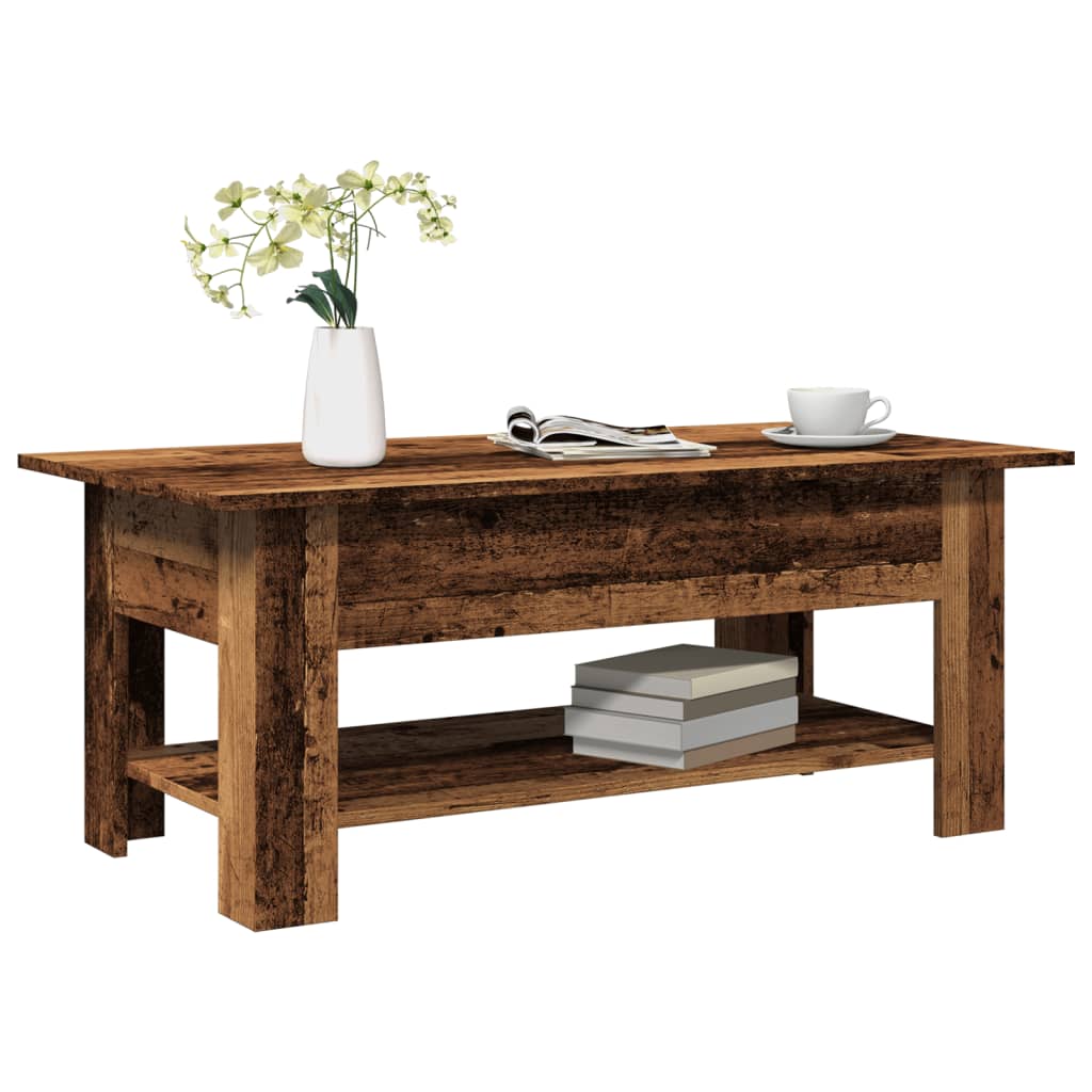 Modern Wooden Living Room Rectangular Coffee Table With Lower Storage Shelf Wood