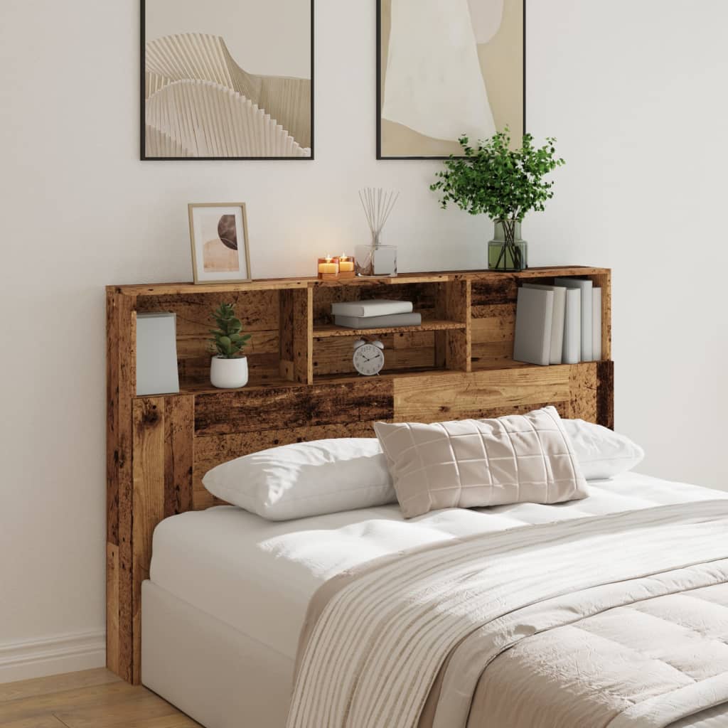 Modern Wooden Queen Size 1.6m Headboard With Open Storage Compartments Wood