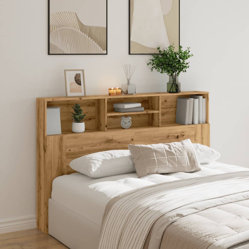 Modern Wooden Queen Size 1.6m Bed Headboard With Open Storage Compartments