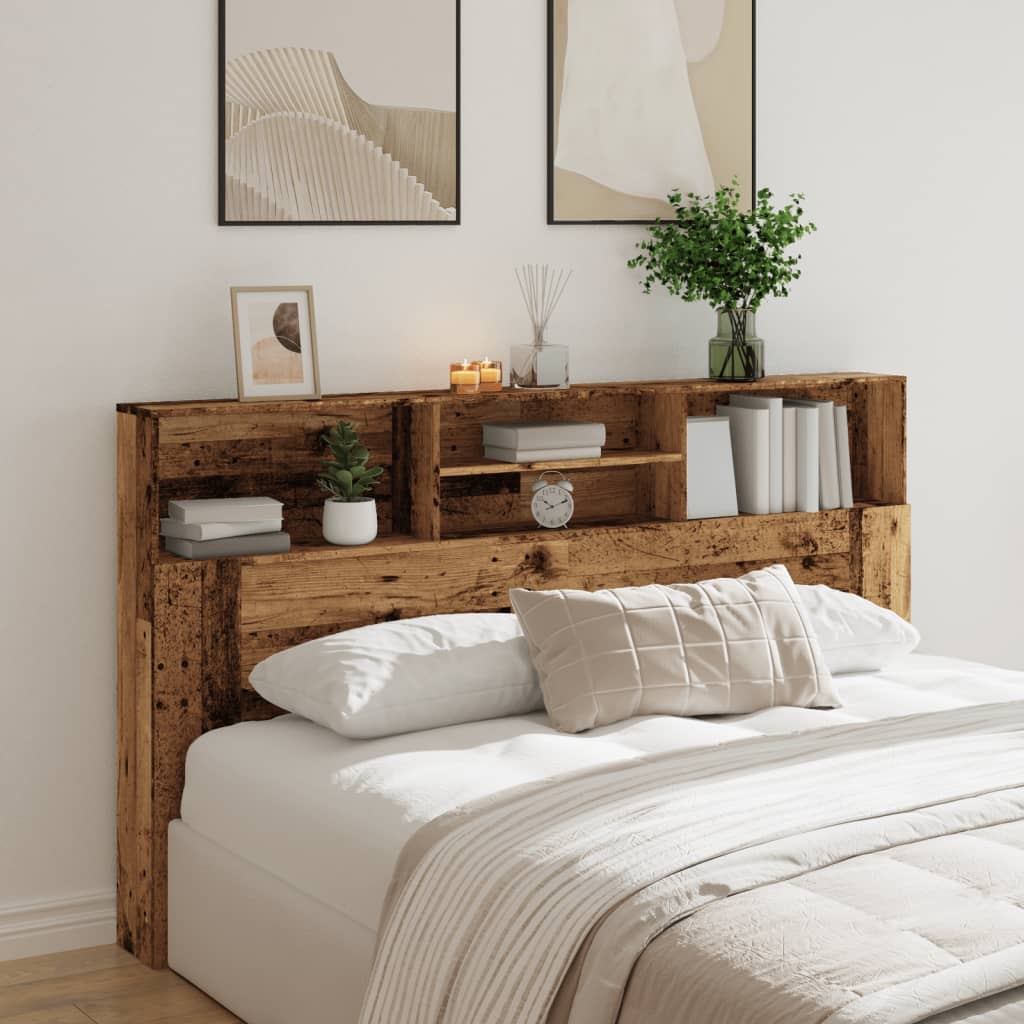 Modern Wooden Super King Size 1.8m Headboard Cabinet With Open Storage Shelves