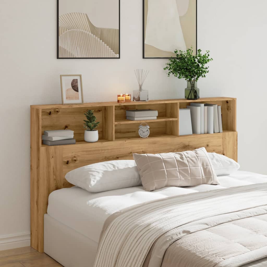 Modern Wooden Super King Size 1.8m Headboard Cabinet With Open Storage Shelves