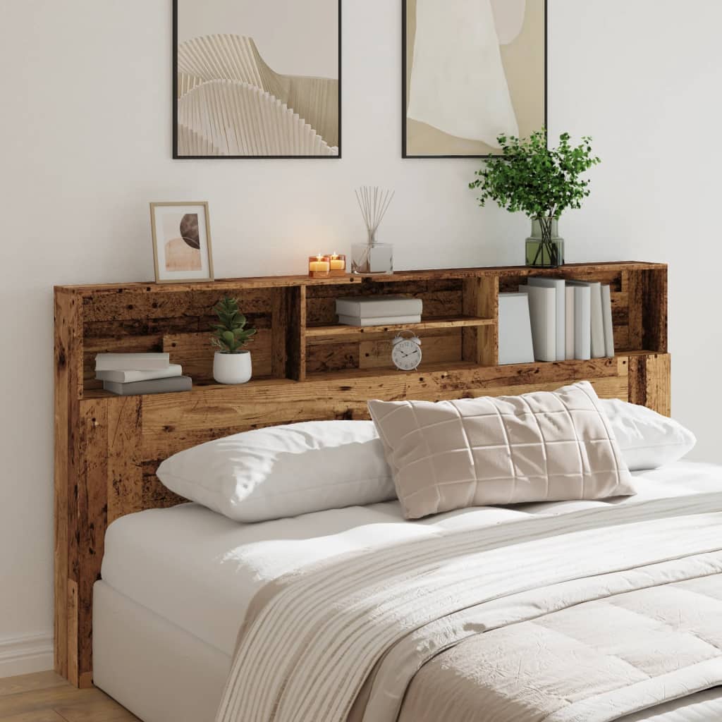 Modern Wooden Emperor Size 2m Headboard With Open Storage Compartments Wood