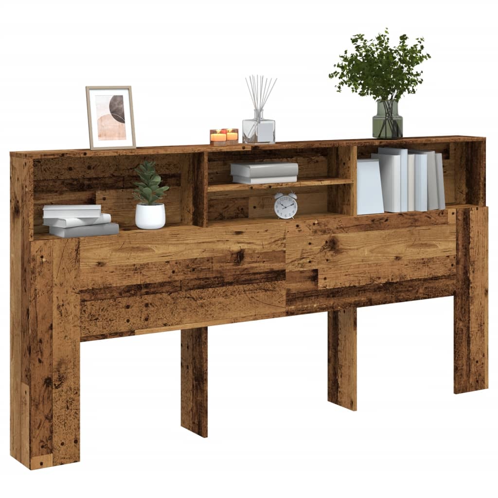 Headboard Cabinet Old Wood 200x19x103.5 cm Engineered Wood