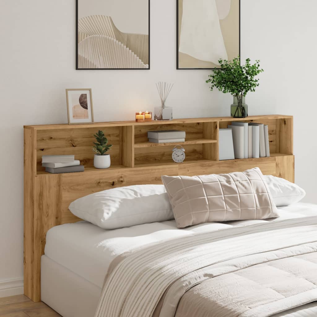Modern Wooden Emperor Size 2m Headboard With Open Storage Compartments Wood