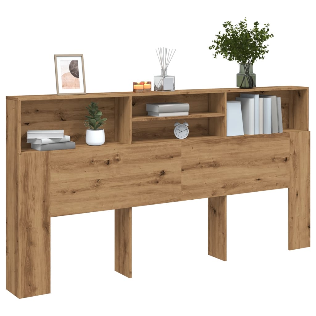 Modern Wooden Emperor Size 2m Headboard With Open Storage Compartments Wood