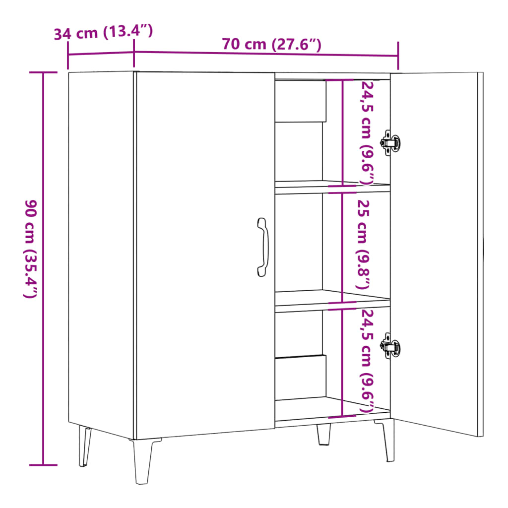 Modern Wooden 2 Door Home Sideboard Storage Cabinet Wood Dining Room Unit