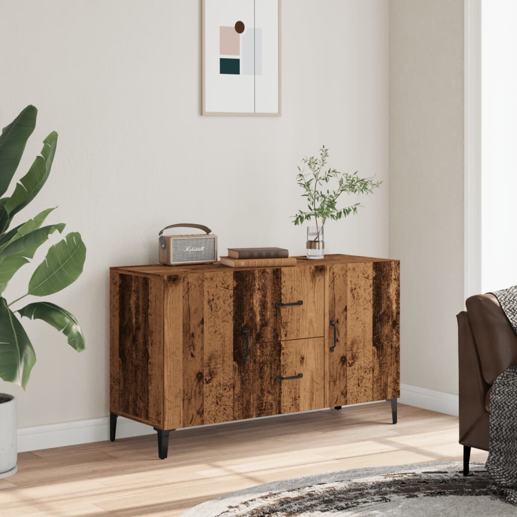 Modern Wooden Sideboard Storage Cabinet Unit With 2 Doors & 2 Drawers Wood