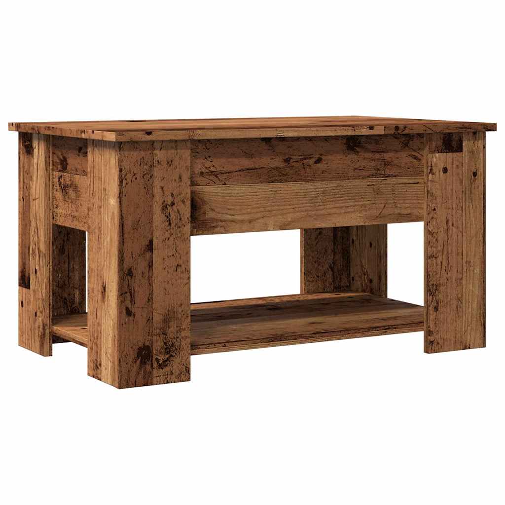 Modern Wooden Living Room Coffee Table With Lift Top Design & Storage Shelf Wood