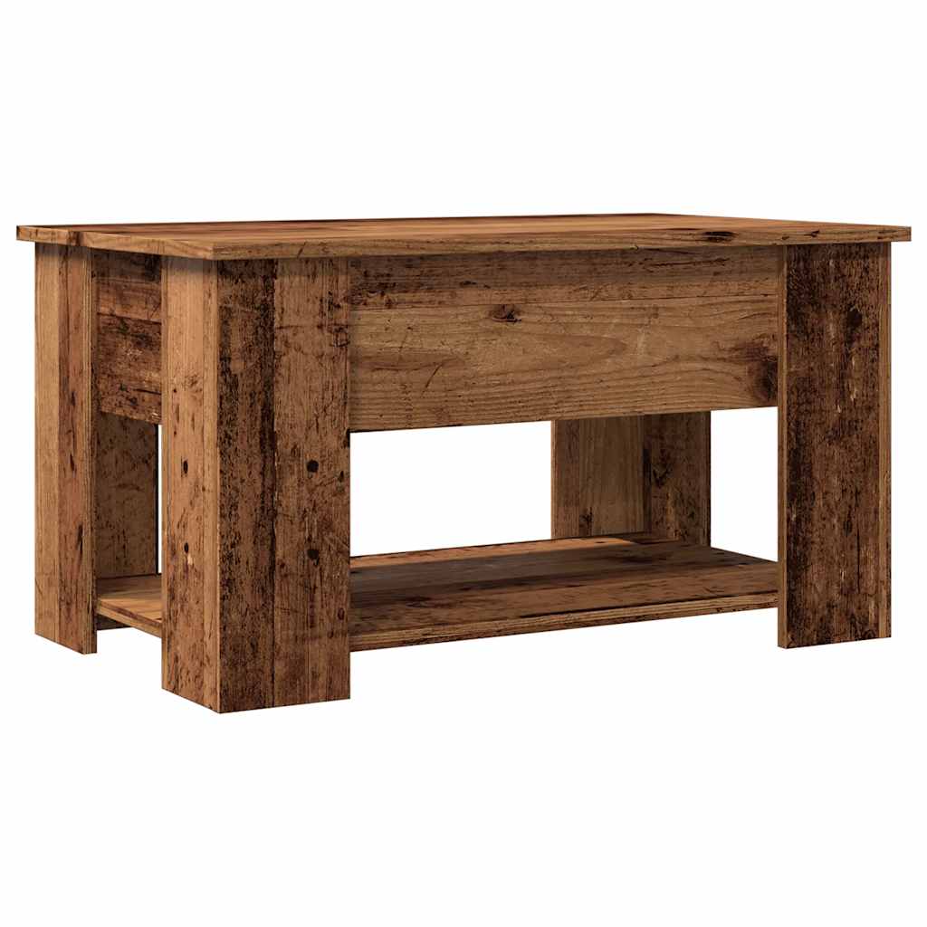 Modern Wooden Living Room Coffee Table With Lift Top Design & Storage Shelf Wood