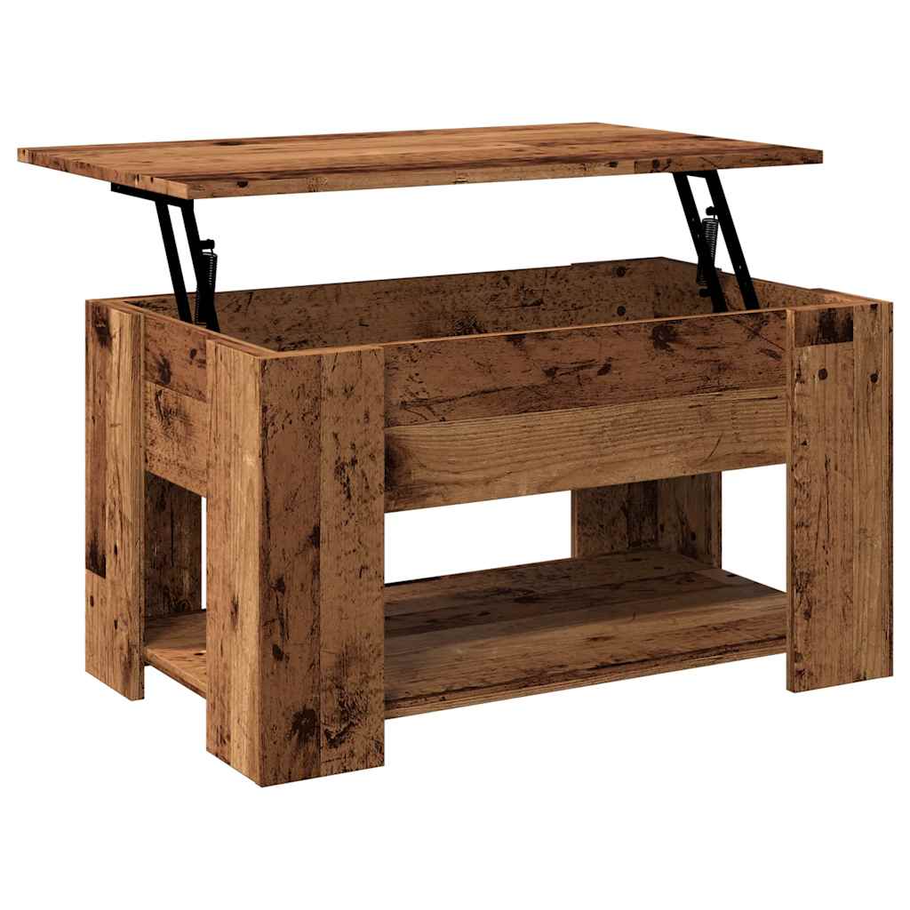 Modern Wooden Living Room Coffee Table With Lift Top Design & Storage Shelf Wood