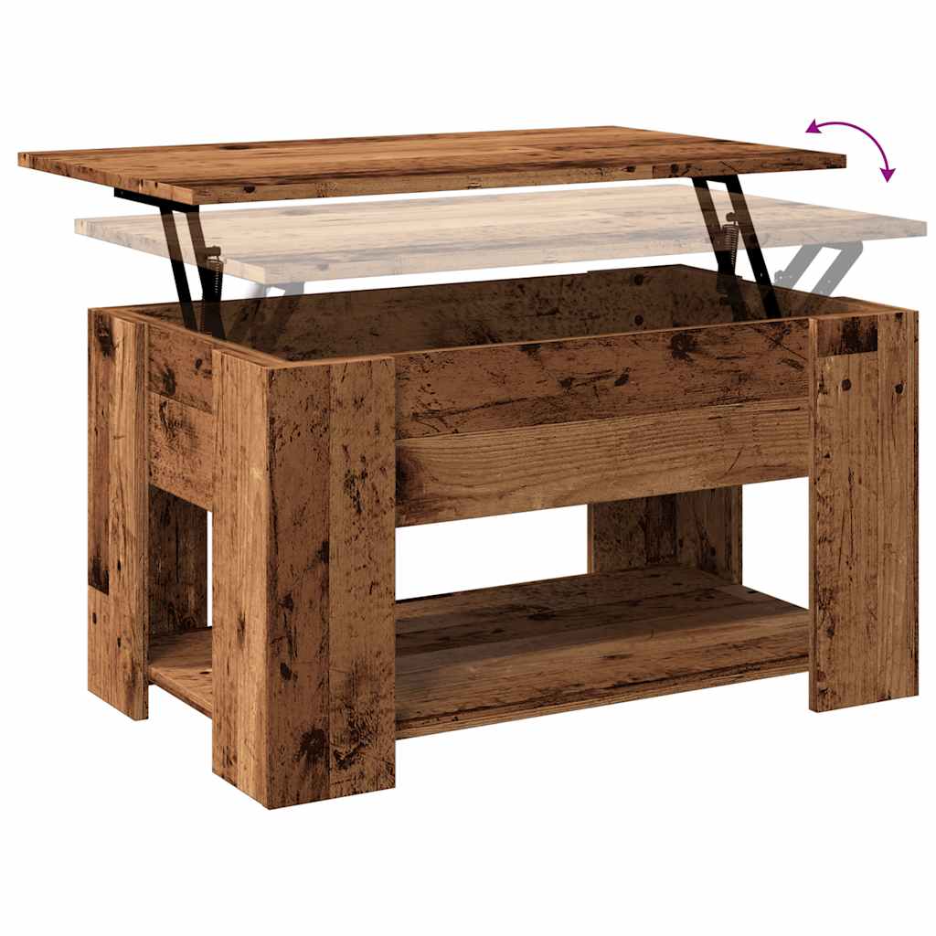 Modern Wooden Living Room Coffee Table With Lift Top Design & Storage Shelf Wood