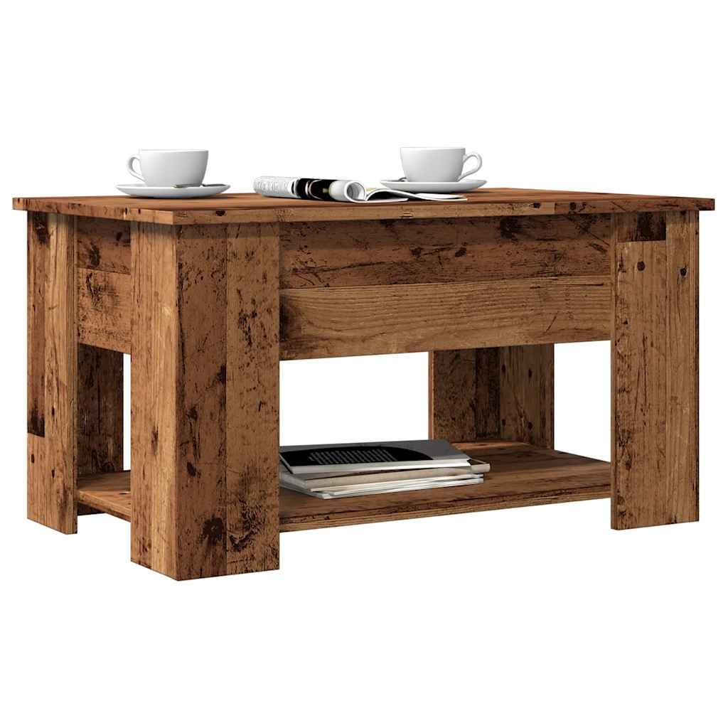 Modern Wooden Living Room Coffee Table With Lift Top Design & Storage Shelf Wood