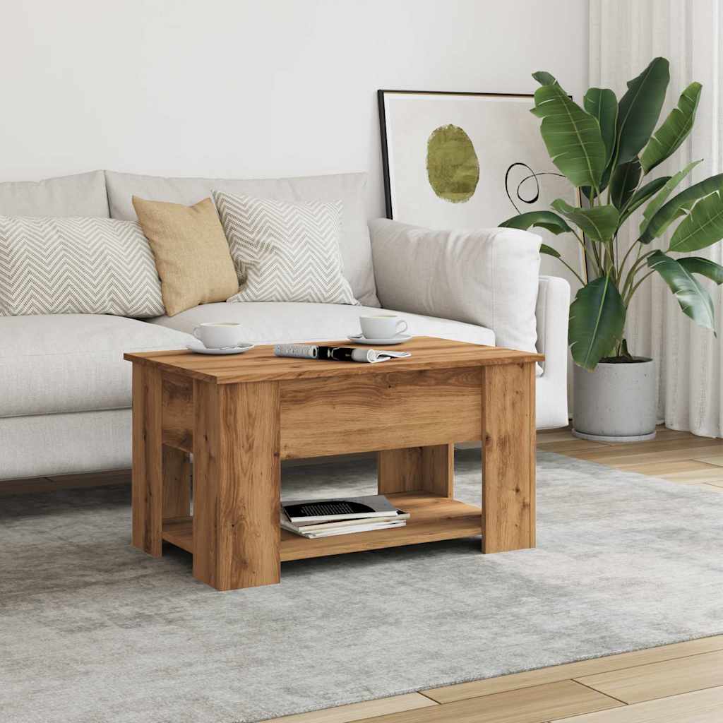 Modern Wooden Living Room Coffee Table With Lift Top Design & Storage Shelf Wood