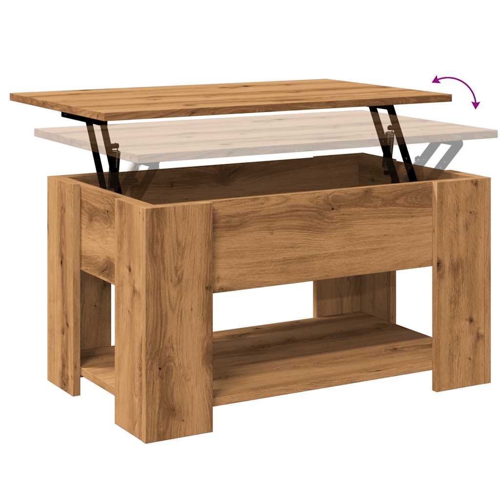 Modern Wooden Living Room Coffee Table With Lift Top Design & Storage Shelf Wood