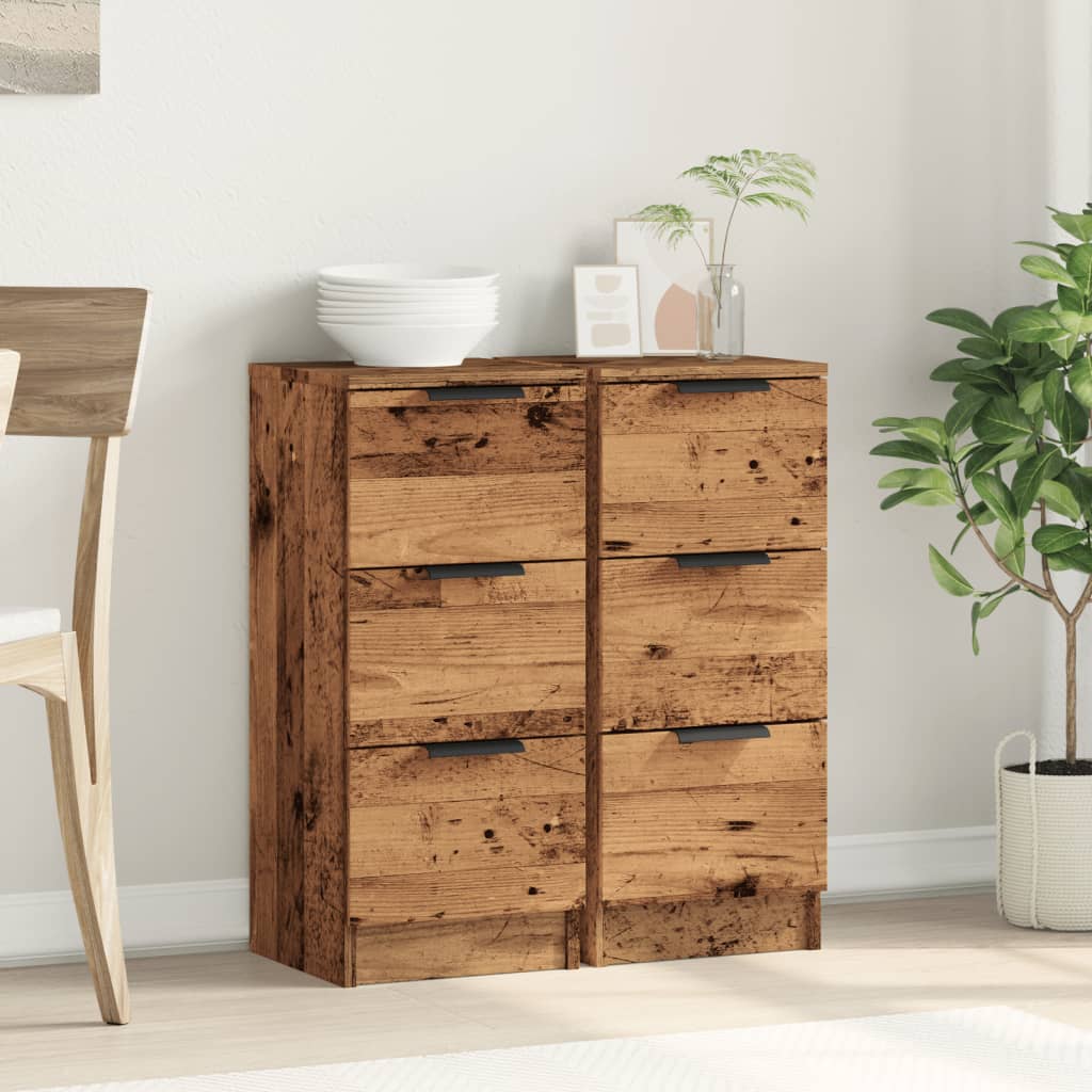 Sideboards 2 pcs Old Wood 30x30x70 cm Engineered Wood