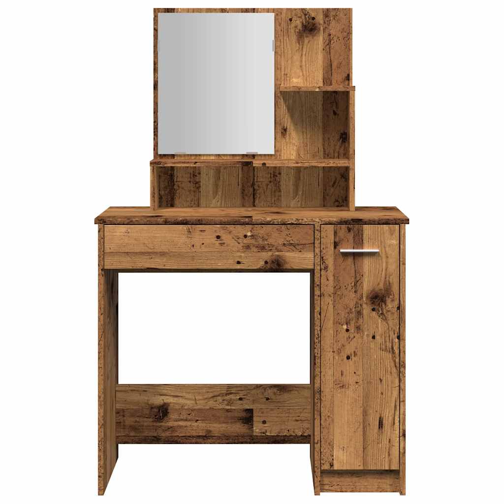 Modern Wooden Dressing Table Makeup Vanity Desk With Mirror & Cupboard