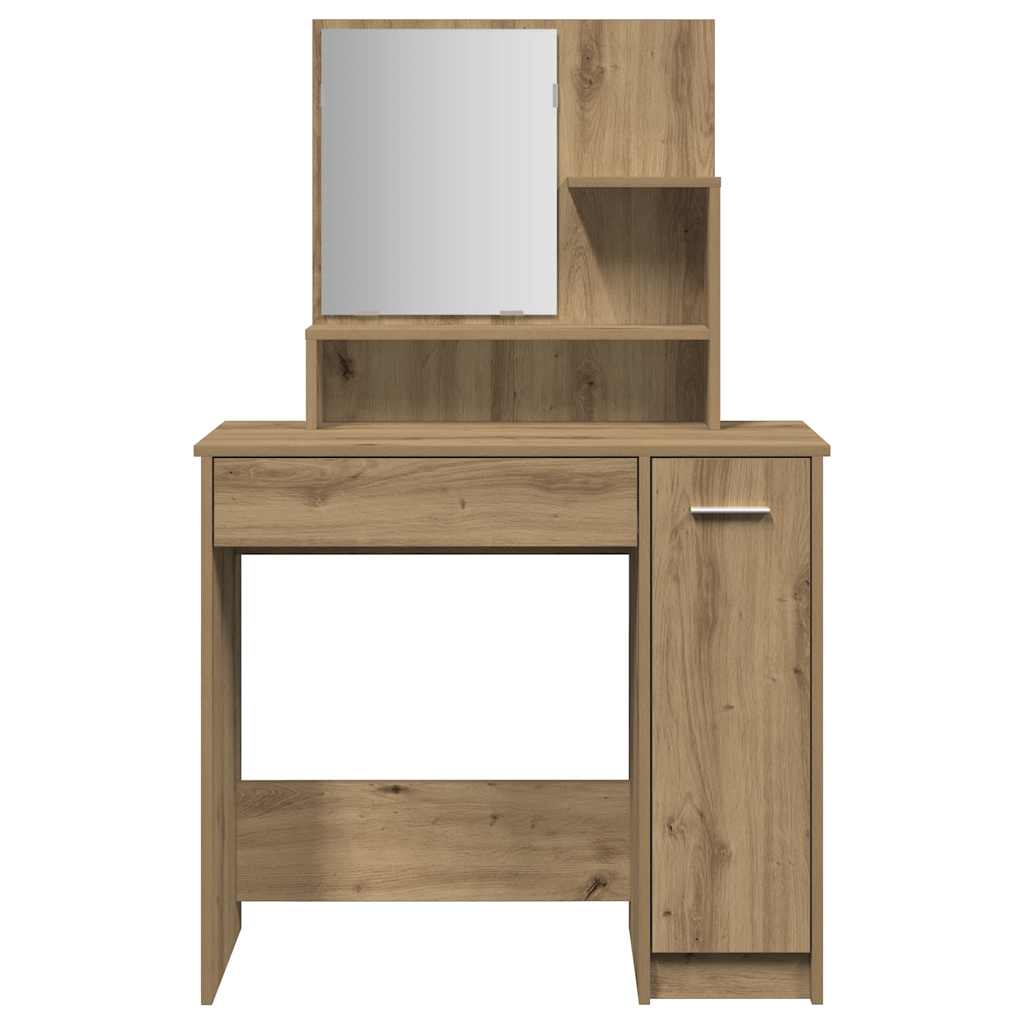 Modern Wooden Dressing Table Makeup Vanity Desk With Mirror & Cupboard