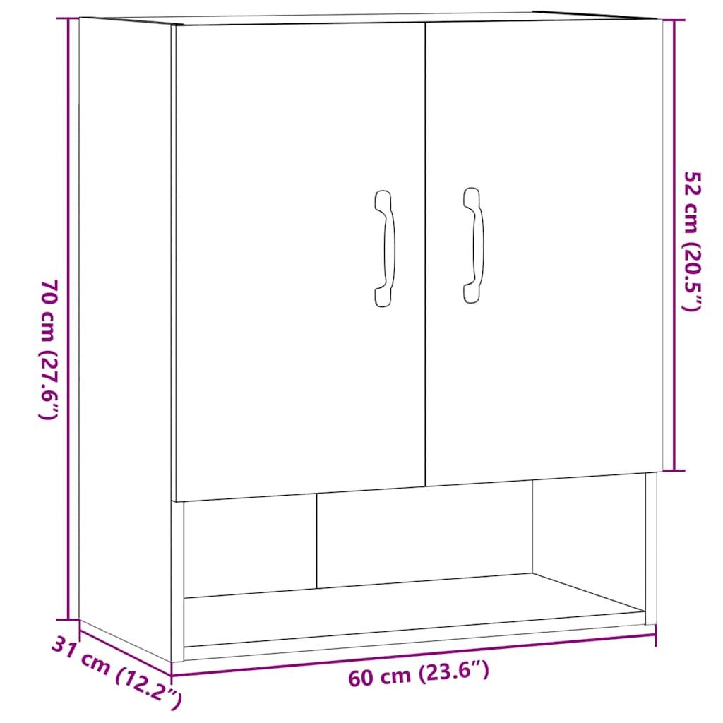 Wall Cabinet Artisan Oak 60x31x70 cm Engineered Wood