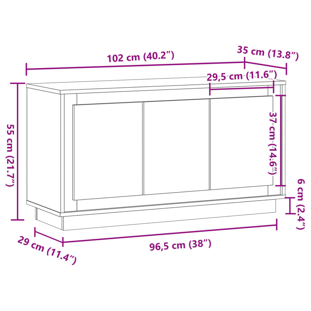 Modern Wooden 3 Door Home Sideboard Storage Cabinet Wood Dining Room Unit