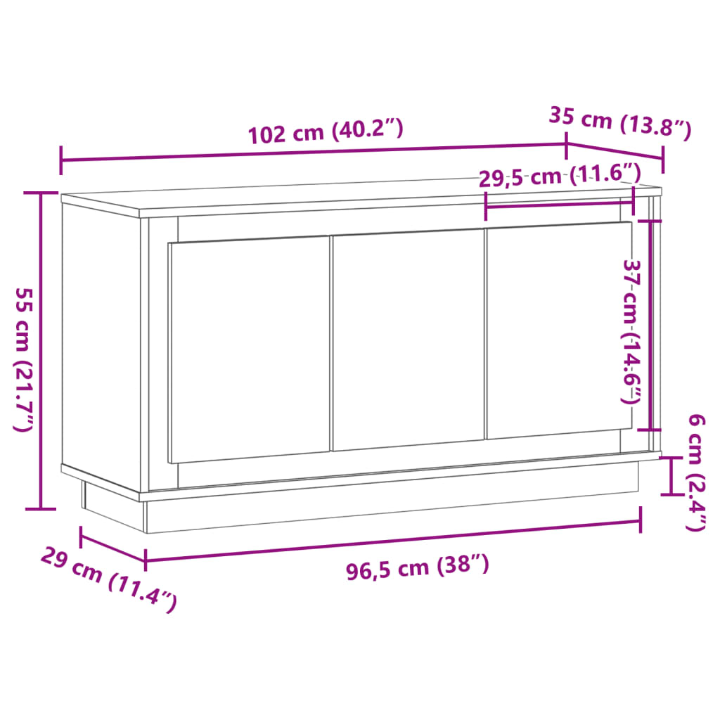 Modern Wooden 3 Door Home Sideboard Storage Cabinet Wood Dining Room Unit
