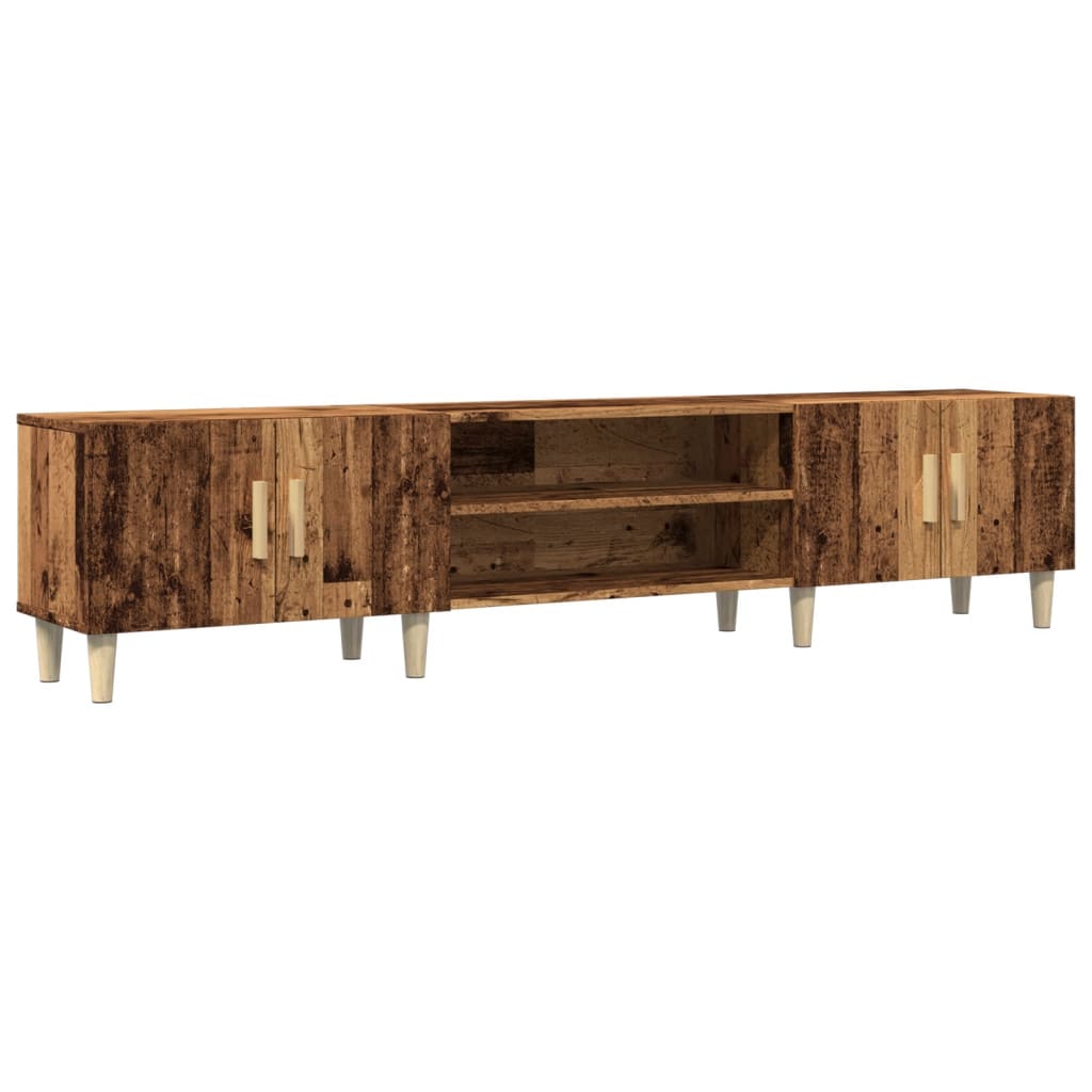 Modern Wooden 70 Inch TV Tele Stand Unit Cabinet With 4 Doors & Open Storage