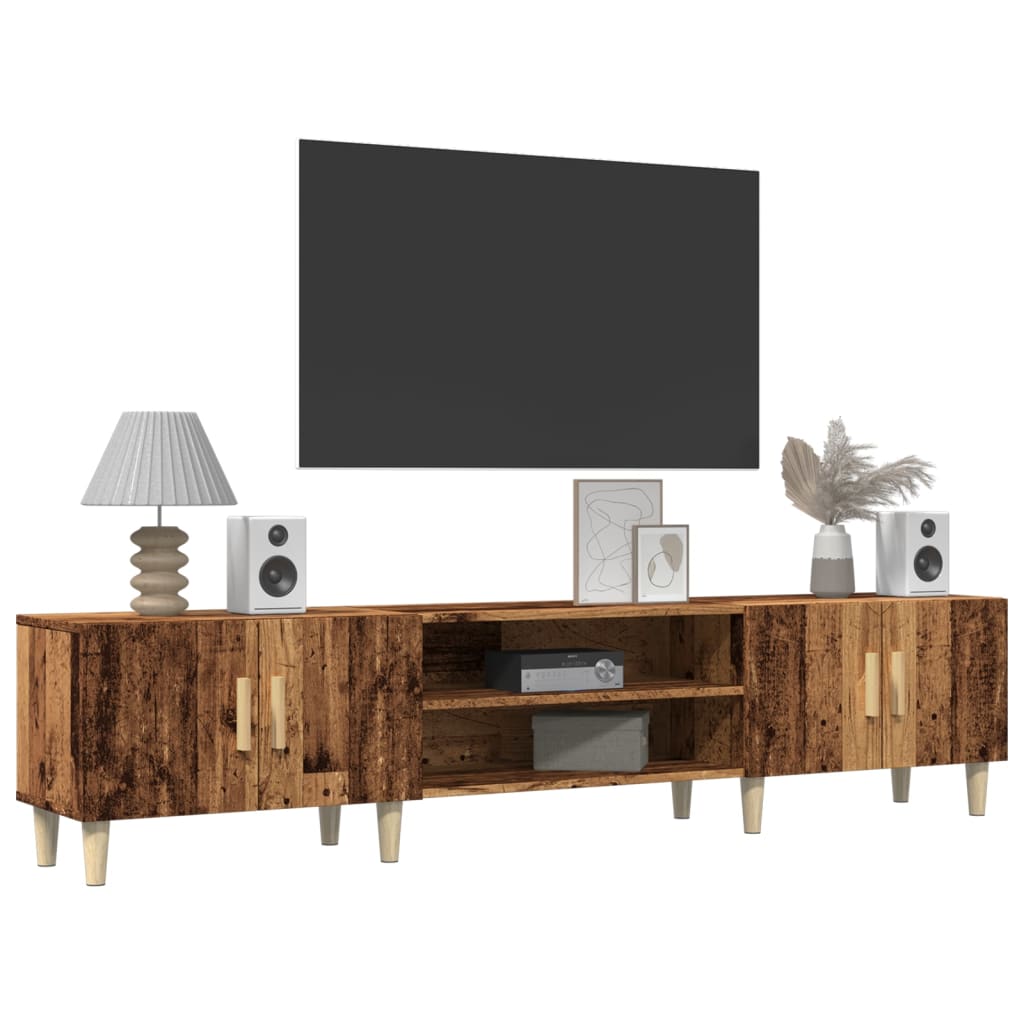 Modern Wooden 70 Inch TV Tele Stand Unit Cabinet With 4 Doors & Open Storage