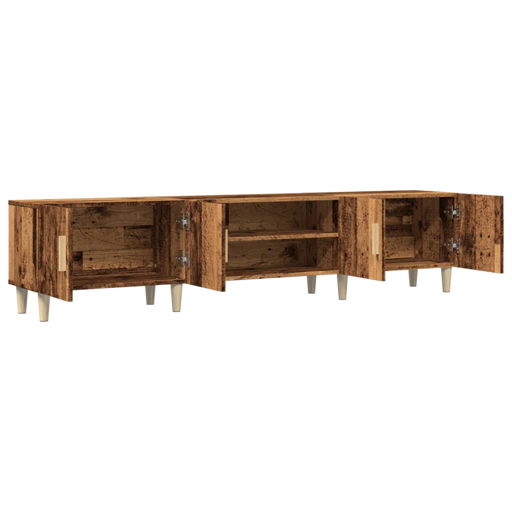 Modern Wooden 70 Inch TV Tele Stand Unit Cabinet With 4 Doors & Open Storage