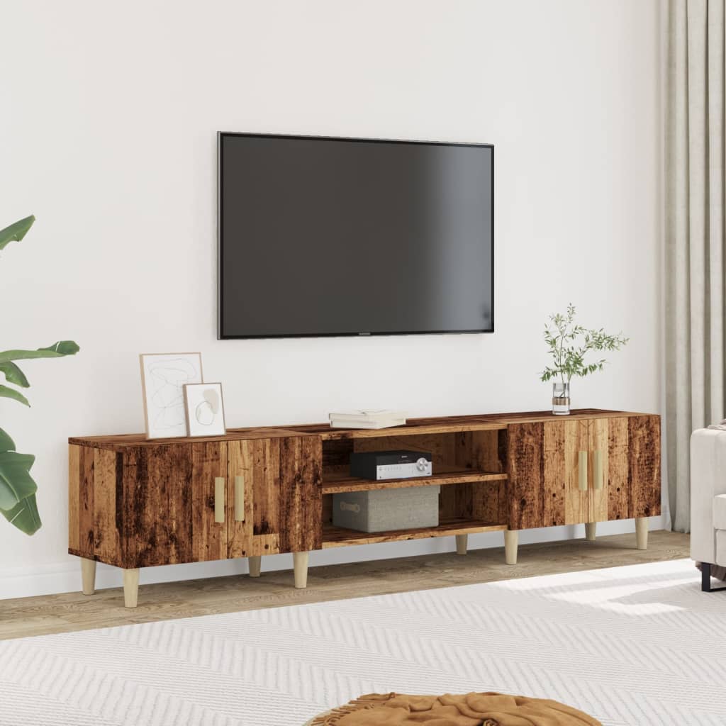 Modern Wooden 70 Inch TV Tele Stand Unit Cabinet With 4 Doors & Open Storage