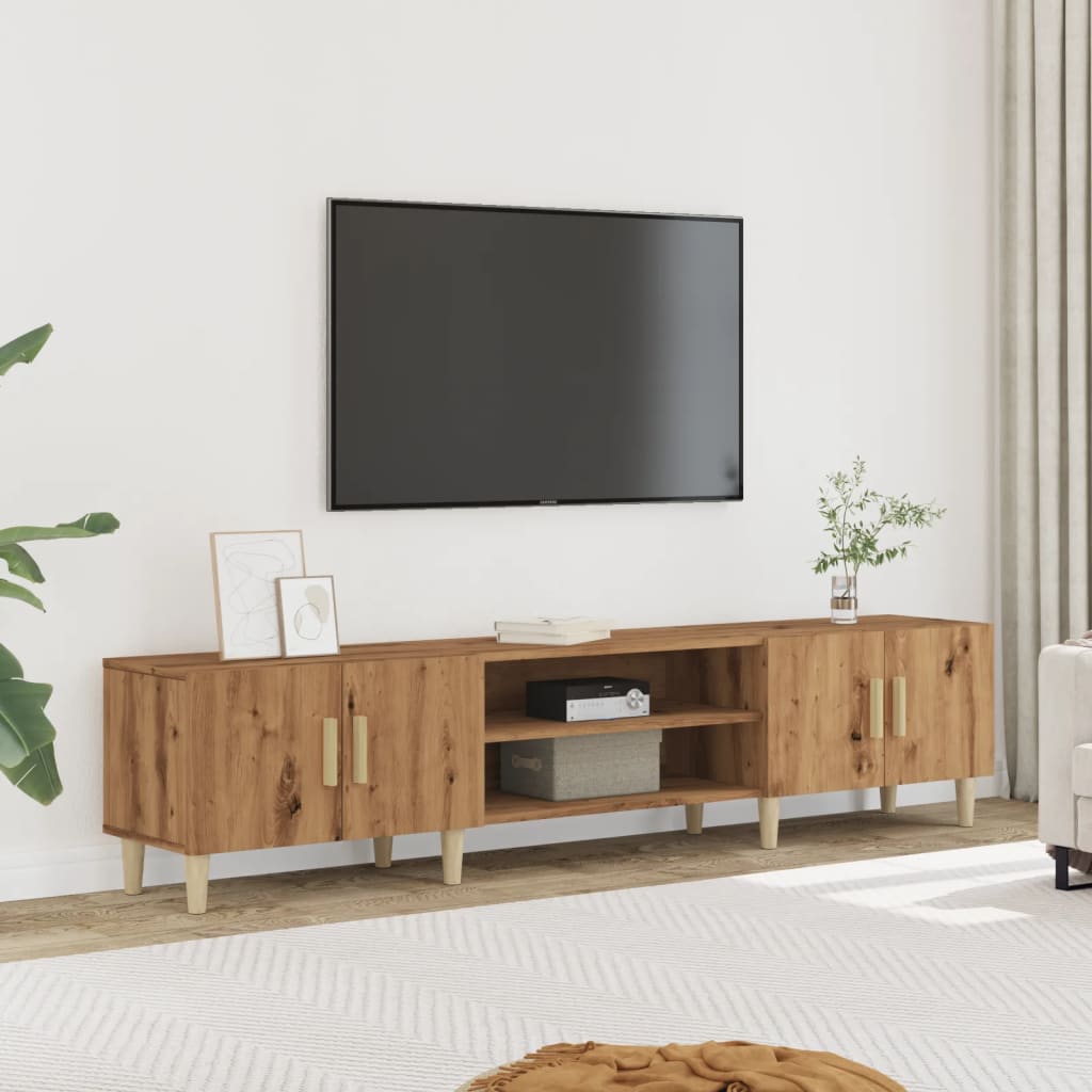 Modern Wooden 70 Inch TV Tele Stand Unit Cabinet With 4 Doors & Open Storage