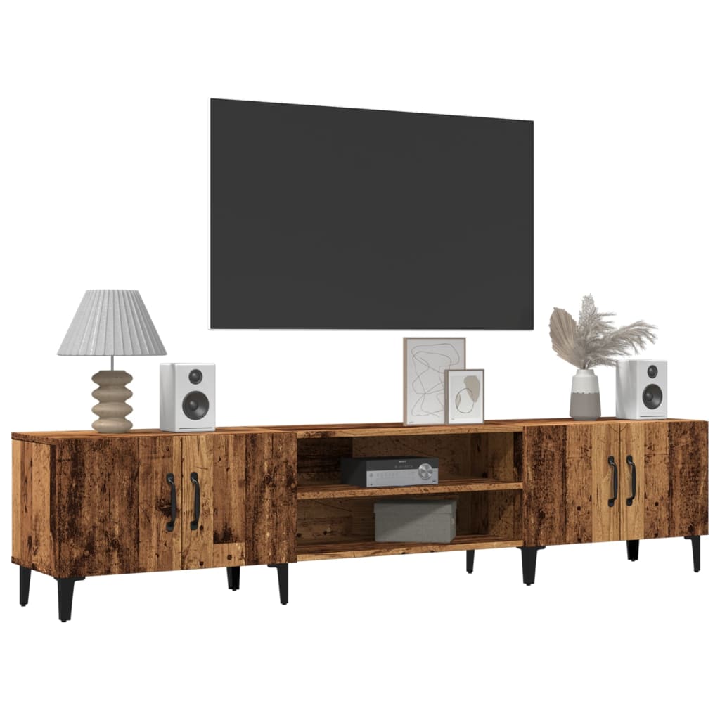 Modern Wooden Low Wide TV Tele Stand Media Unit Storage Cabinet With Doors