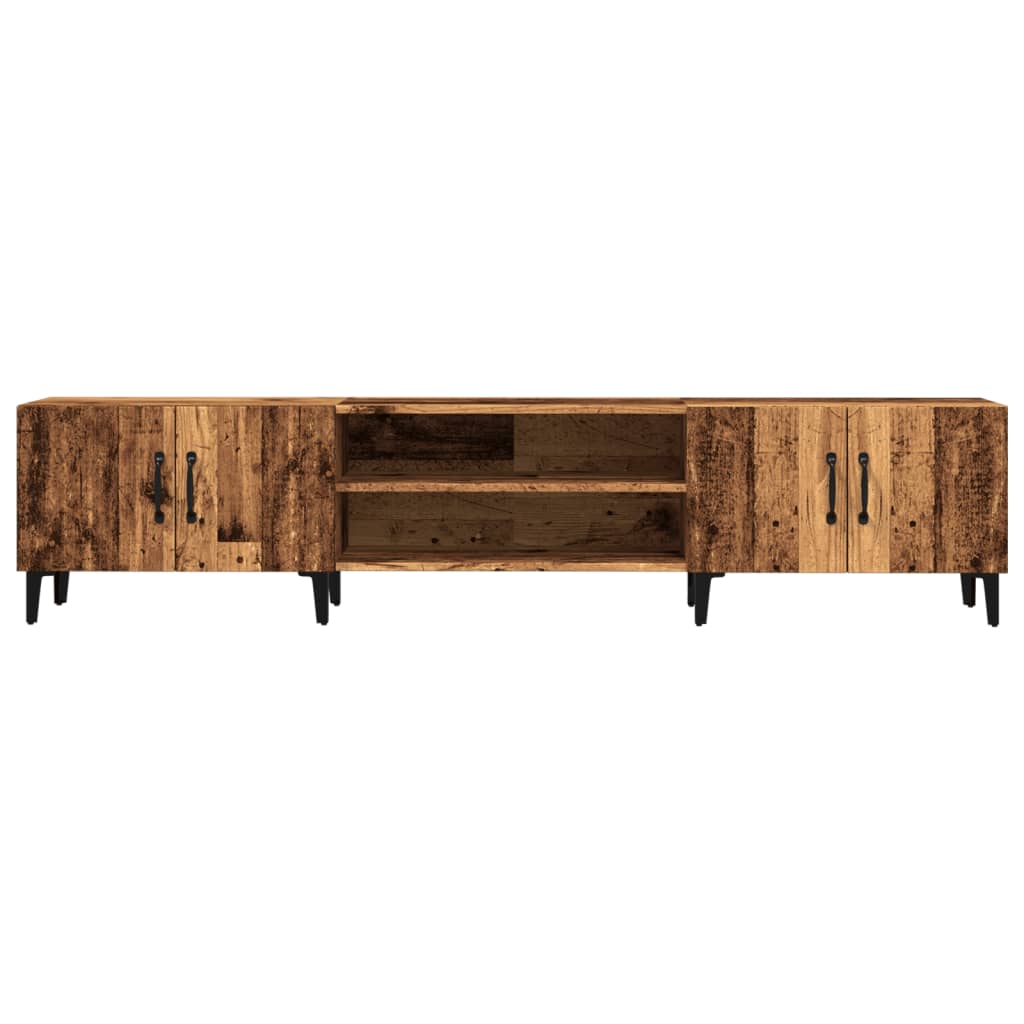 Modern Wooden Low Wide TV Tele Stand Media Unit Storage Cabinet With Doors