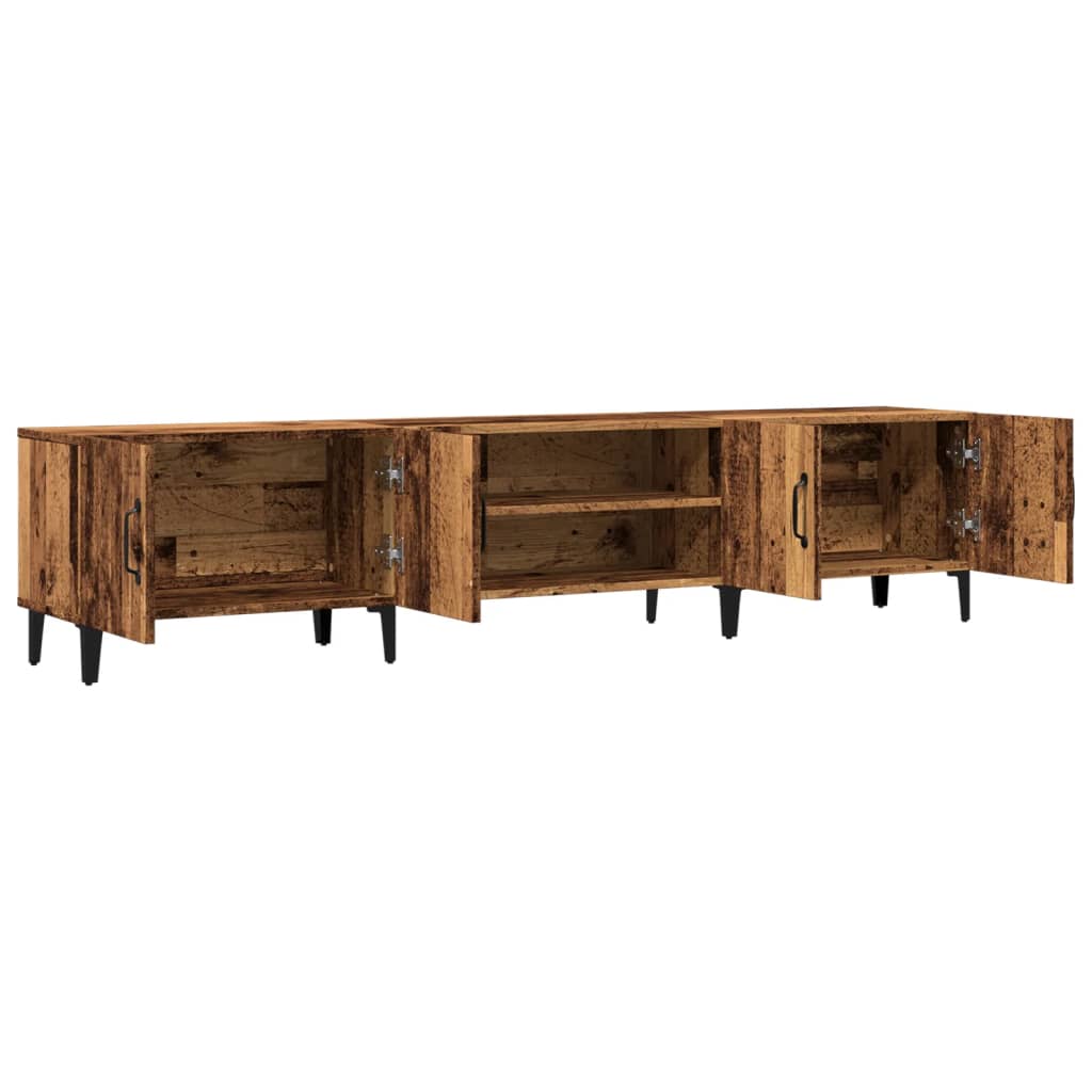 Modern Wooden Low Wide TV Tele Stand Media Unit Storage Cabinet With Doors