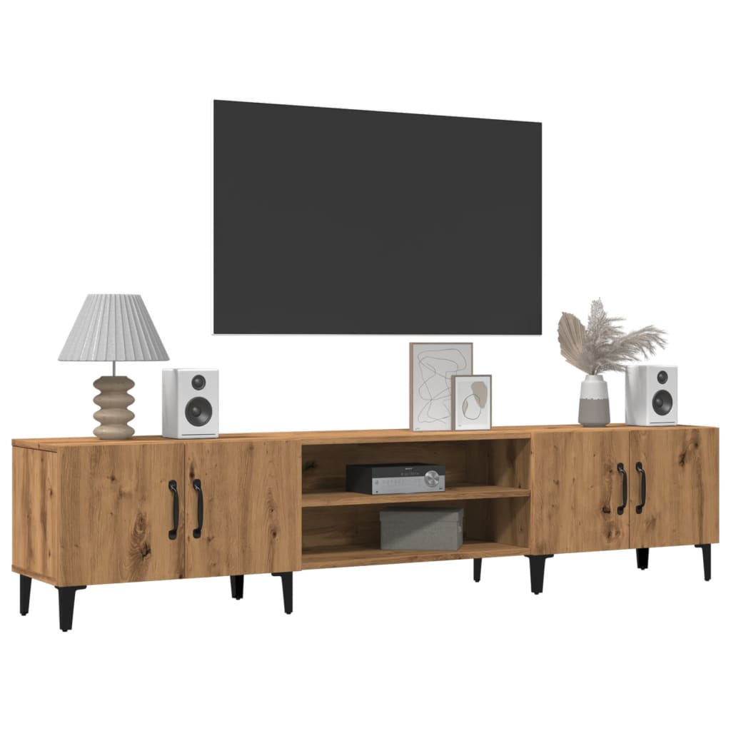 Modern Wooden Low Wide TV Tele Stand Media Unit Storage Cabinet With Doors