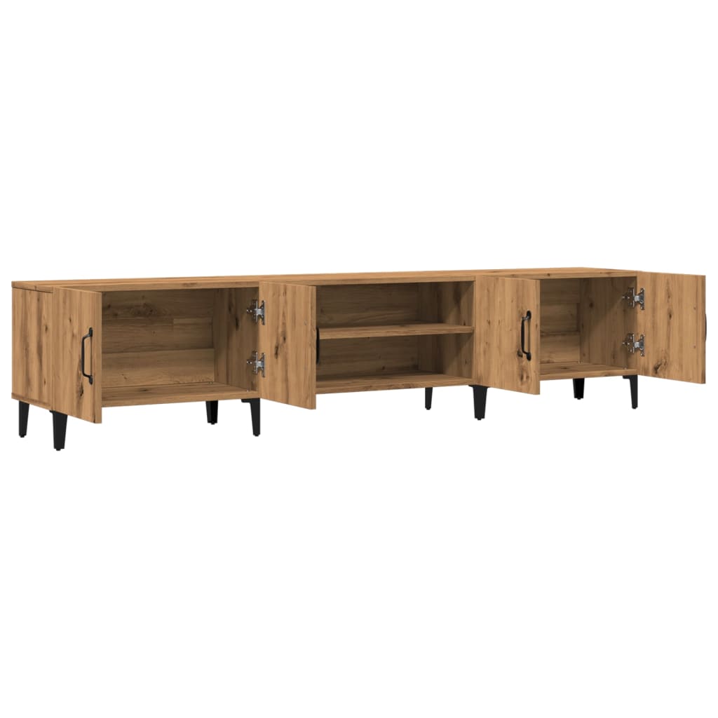 Modern Wooden Low Wide TV Tele Stand Media Unit Storage Cabinet With Doors