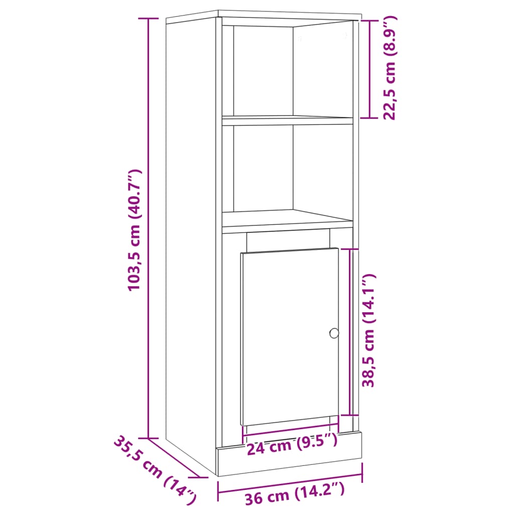 Highboard Old Wood 36x35.5x103.5 cm Engineered Wood