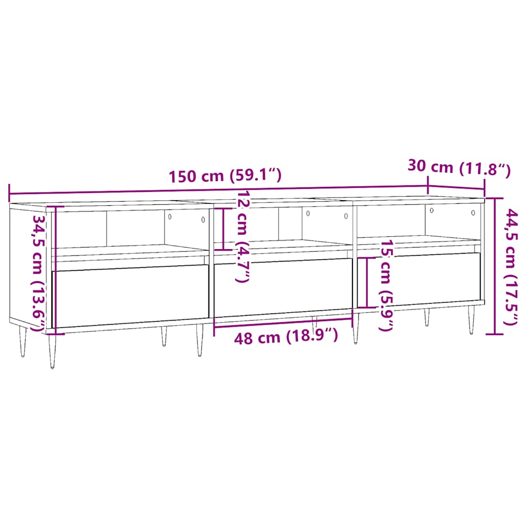 TV Cabinet Artisan Oak 150x30x44.5 cm Engineered Wood