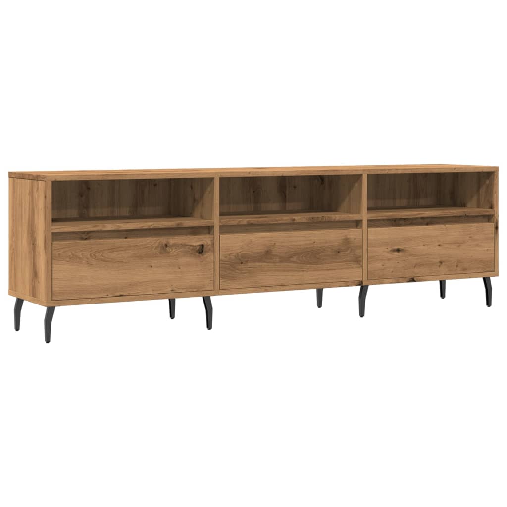 Modern Wooden 59 Inch TV Tele Stand Unit Cabinet With 3 Drawers & Open Storage